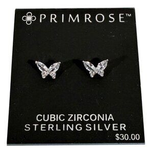 PRIMROSE Sterling Silver Cubic Zirconia Butterfly Stud Earrings NEW $30